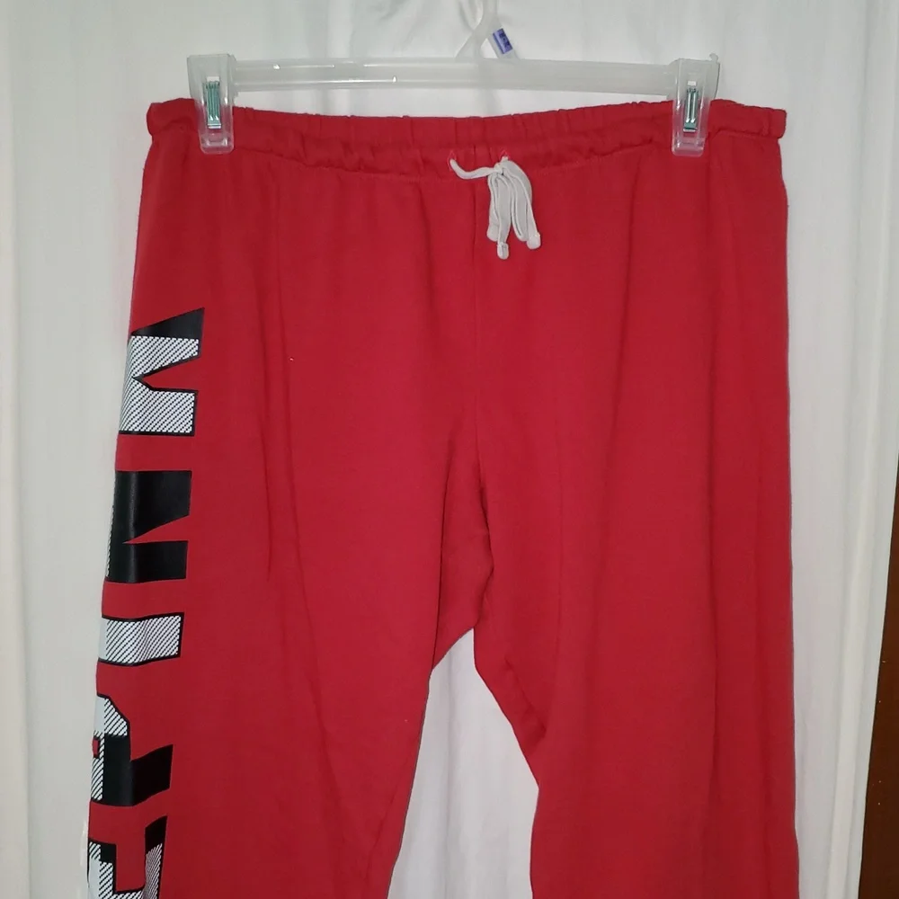 Red Sweatpants with Bold Lettering - Picture 3 of 9